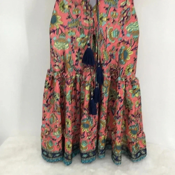 Zury Women’s Silk Blend Halter Summer Boho Tiered Ruffle Dress Size Free Size - Picture 6 of 8